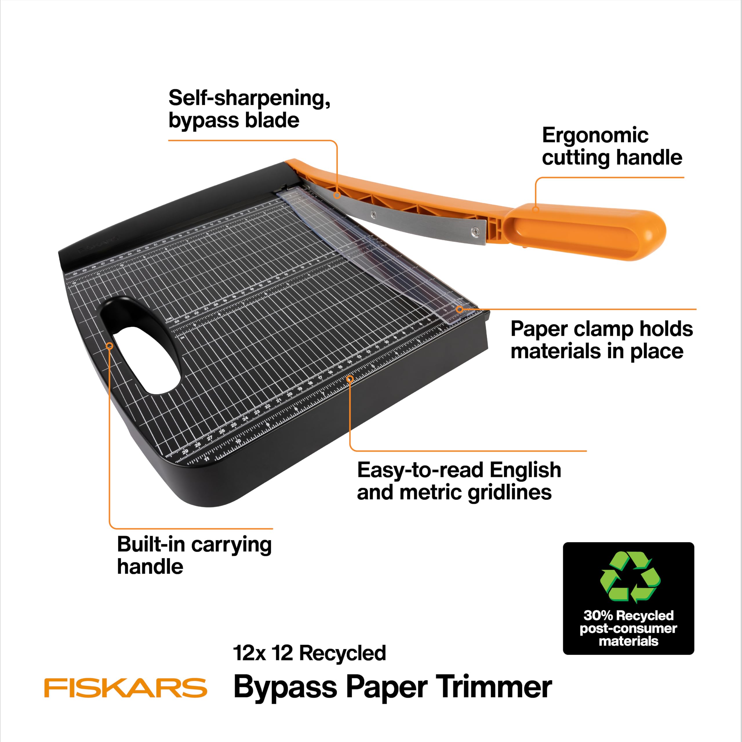 Amazon.com: Fiskars Recycled Bypass Guillotine Paper Cutter, 12